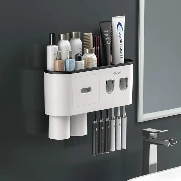 Porte-brosse à dents inversé à Adsorption magnétique, support mural Double distributeur automatique