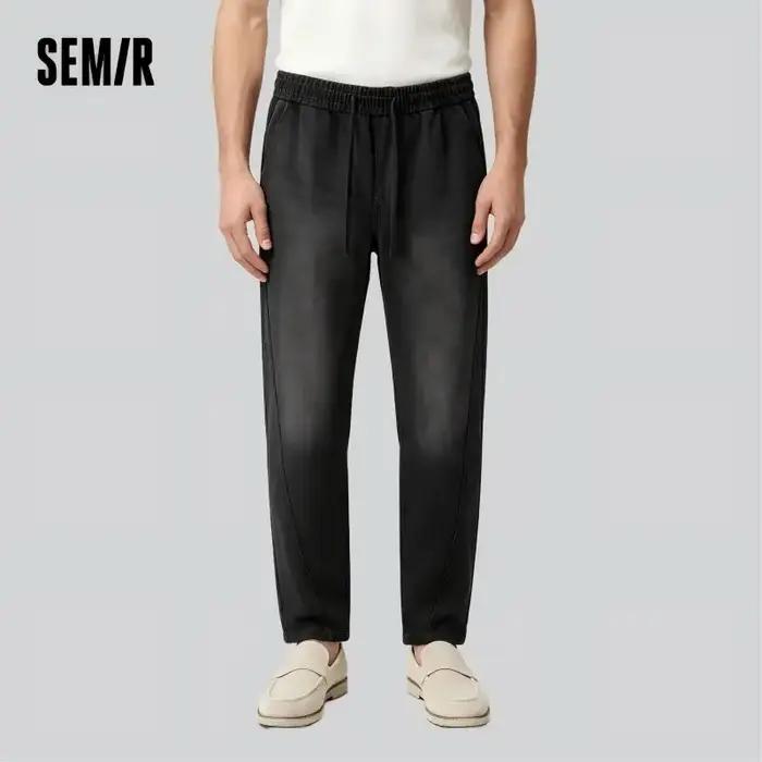 Semir jean hommes ample jambe droite américain ourlet incurvé 2025 nouveau été pantalons longs rétro