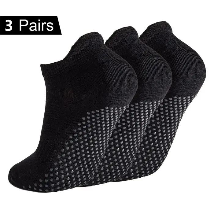 3 paires de chaussettes de yoga pour femmes, chaussettes de Pilates antidérapantes, chaussettes anti