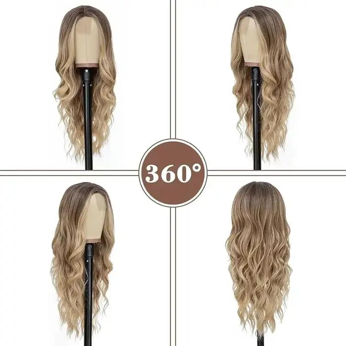 Cosplay Blonde femmes perruques Ombre Blonde perruque bouclée en liquidation sans colle rose noir vi