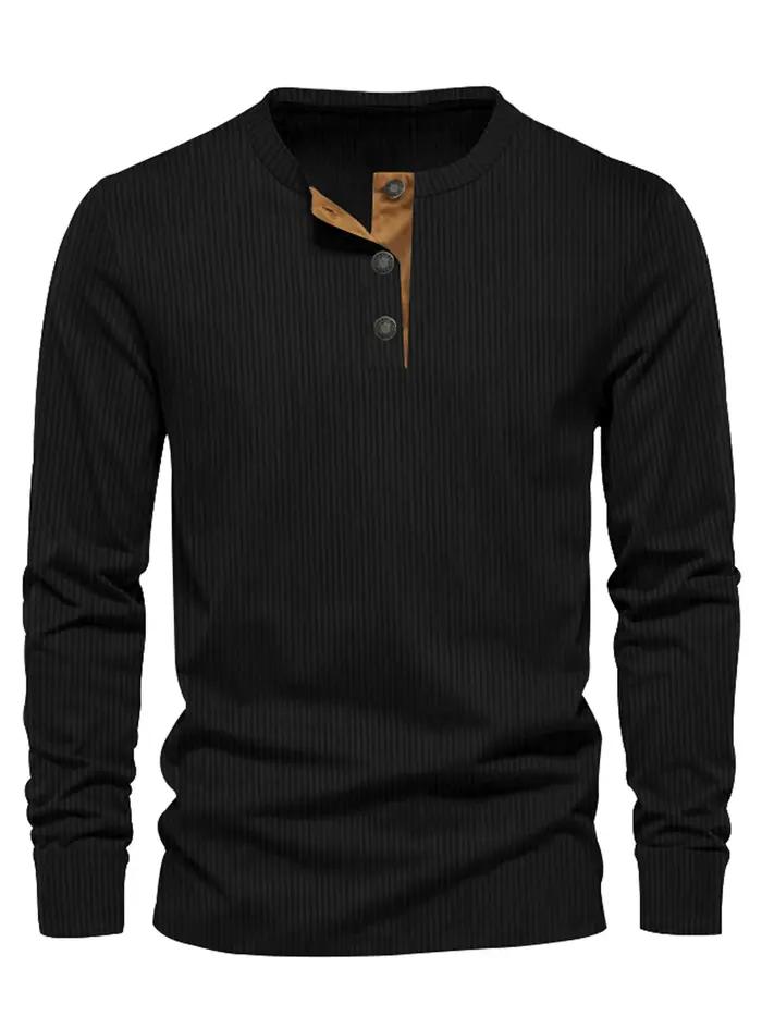 Nouveau T-shirt décontracté en velours côtelé pour homme, coupe slim, couleur unie, manches longues,