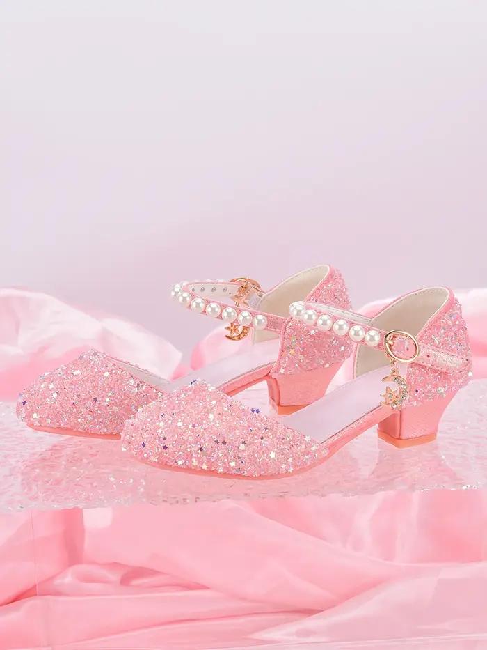 Chaussures à talons hauts de Style princesse pour filles, avec décoration pendentif étoile brillante
