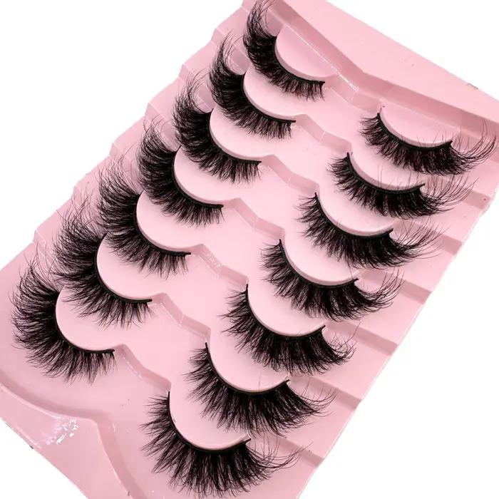 HBZGTLAD 7 paires Faux cils en vison moelleux aspect naturel Faux cils Volume vaporeux renard/Oeil d