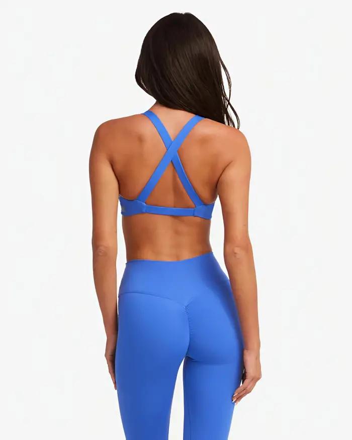 SHINBENE Soutien-gorge de sport torsadé pour femme - Dos croisé rembourré - Soutien-gorge de fitness