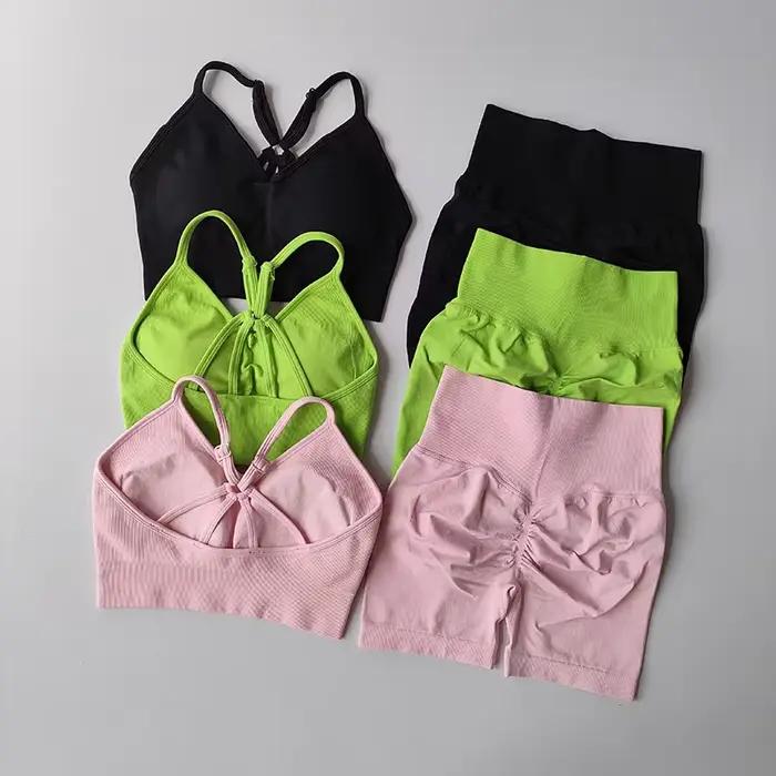 Ensembles de Yoga taille haute pour femmes, vêtements d'entraînement, de gymnastique, 2 pièces, comb
