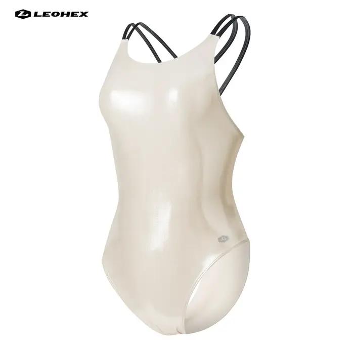 LEOHEX – maillot de bain une pièce en Lycra, body Sexy au dos, Style japonais, finition brillante po