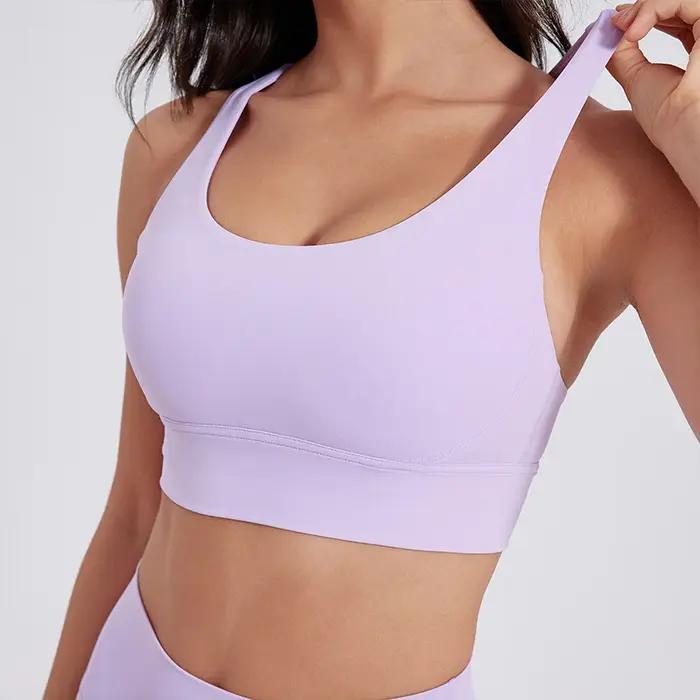 Soutien-gorge dos croisé pour femmes - Doux avec coussinet de poitrine pour fitness, yoga et entraînement athlétique