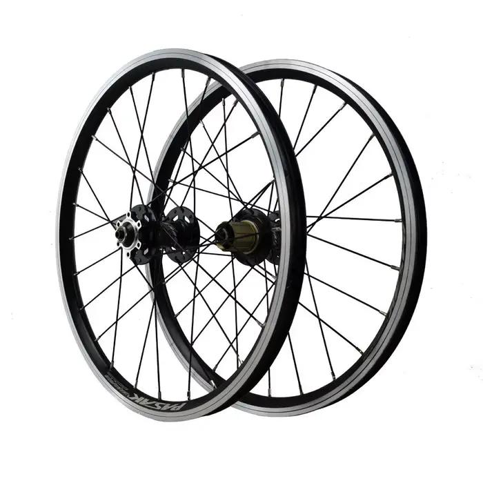 Paire de roues de vélo pliant, frein à disque, frein à jante en V, 24H, valve AV, moyeux à roulement