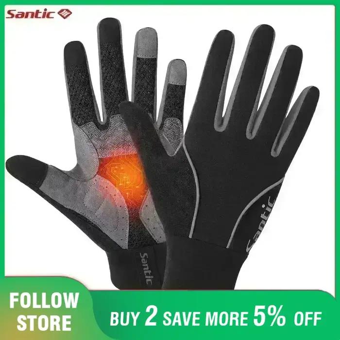 Santic-Gants de cyclisme coupe-vent pour hommes, gants thermiques pour hommes, gants de moto, gants