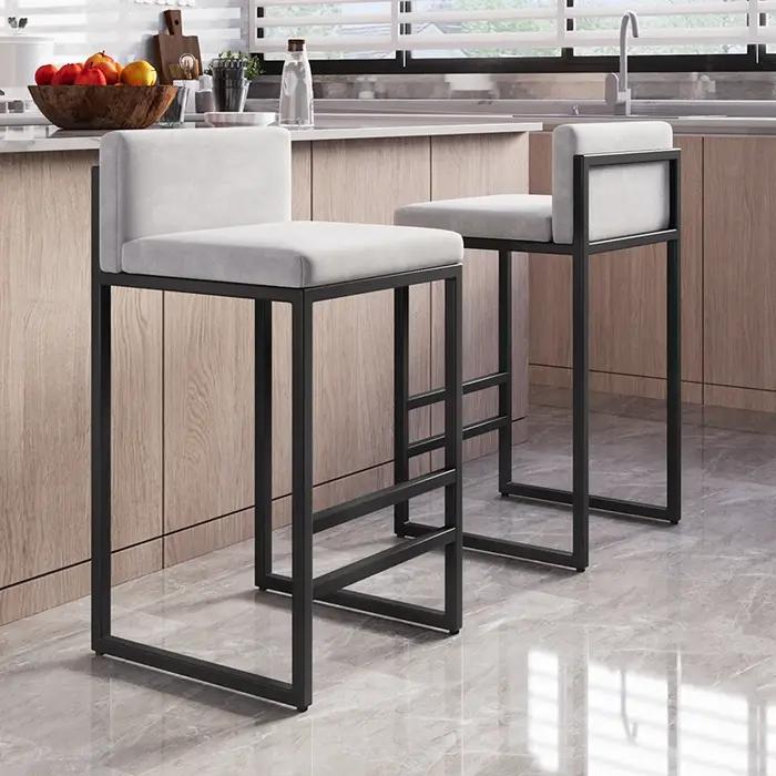 Tabouret de bar moderne avec dossier en fer forgé, chaise de comptoir pour la maison, l'îlot de cuis