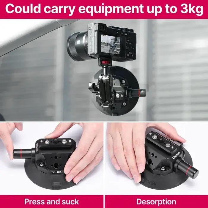 Ulanzi – support de caméra d'action pour téléphone de voiture, pompe à main, ventouse 360 ° 1/4" r