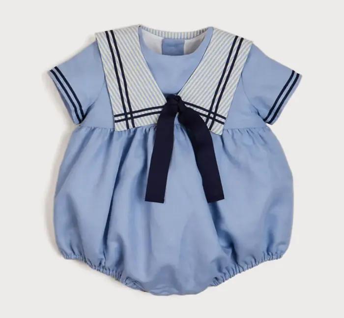 Costume de marin pour garçons et filles, uniforme court bleu marine, ensemble de cravates rayées, ro