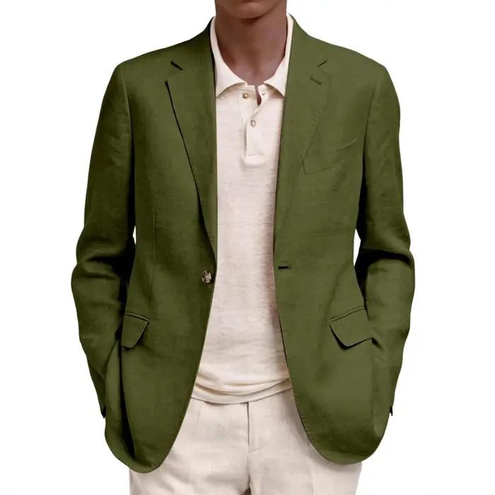 Blazer décontracté pour homme de style européen et américain à manches longues avec col à revers et