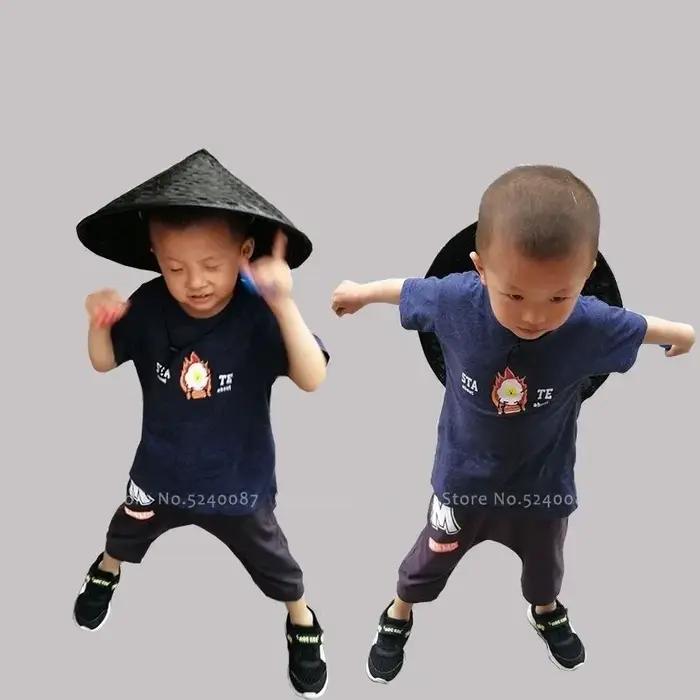 Chapeau en bambou tissé de Style chinois traditionnel Kung Fu, Shaolin, samouraï japonais, Cosplay O