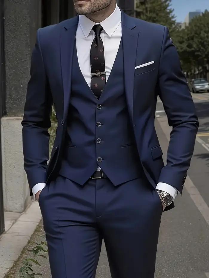 Ensemble de costume 2 pièces bordeaux pour homme (blazer + pantalon uniquement, gilet non inclus), v