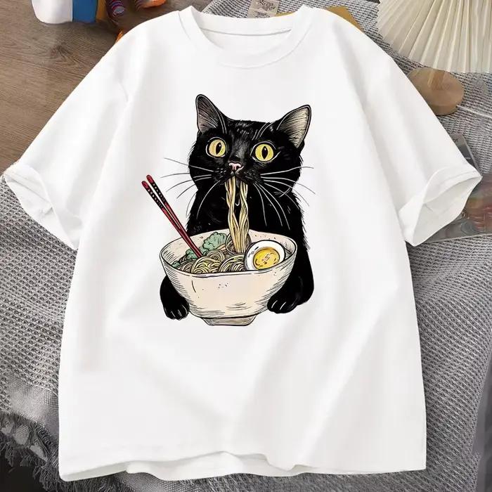 NrelucRamen-T-shirt à manches courtes pour hommes et femmes, T-shirt décontracté rétro, Économie pou