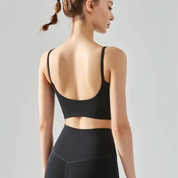 Haut de soutien-gorge de sport pour femmes, push up, rembourré fixe, hauts push-up, gilet de fitness