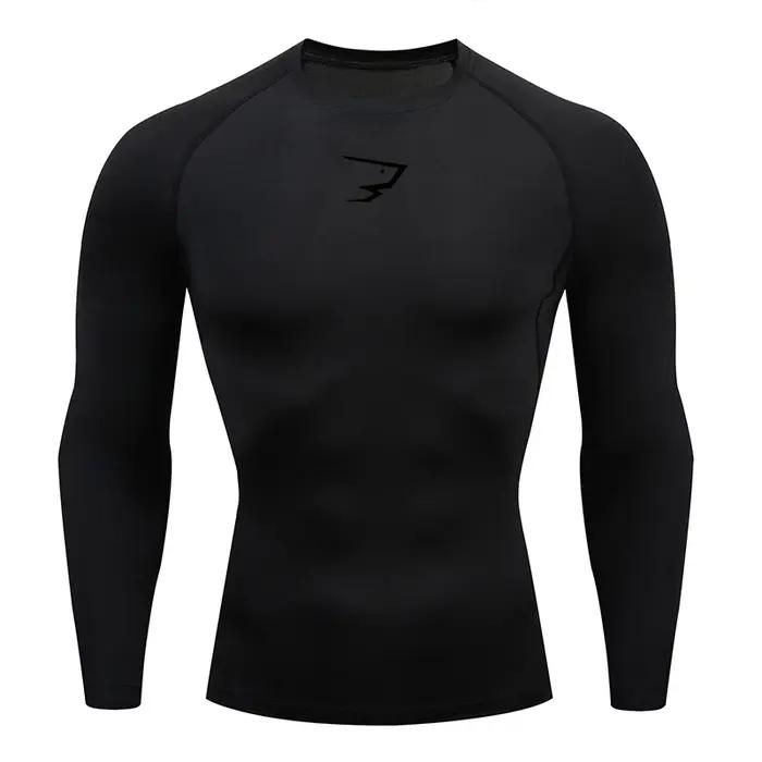Hommes course Compression T-shirt manches longues Sport t-shirts Gym Fitness sweat mâle Jogging surv