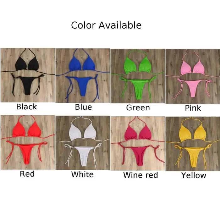 Femmes string Bikini ensemble côté cravate Sexy maillot de bain Style bandeau maillot de bain brésil