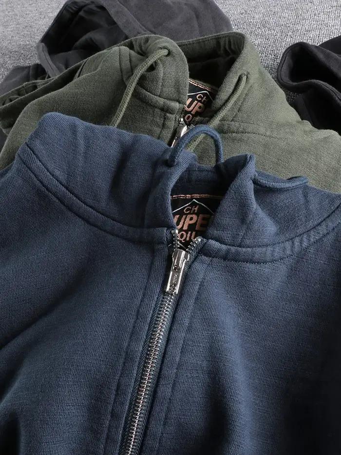 Sweats à capuche en velours épais à manches longues pour hommes, sweats à capuche cardigans décontra