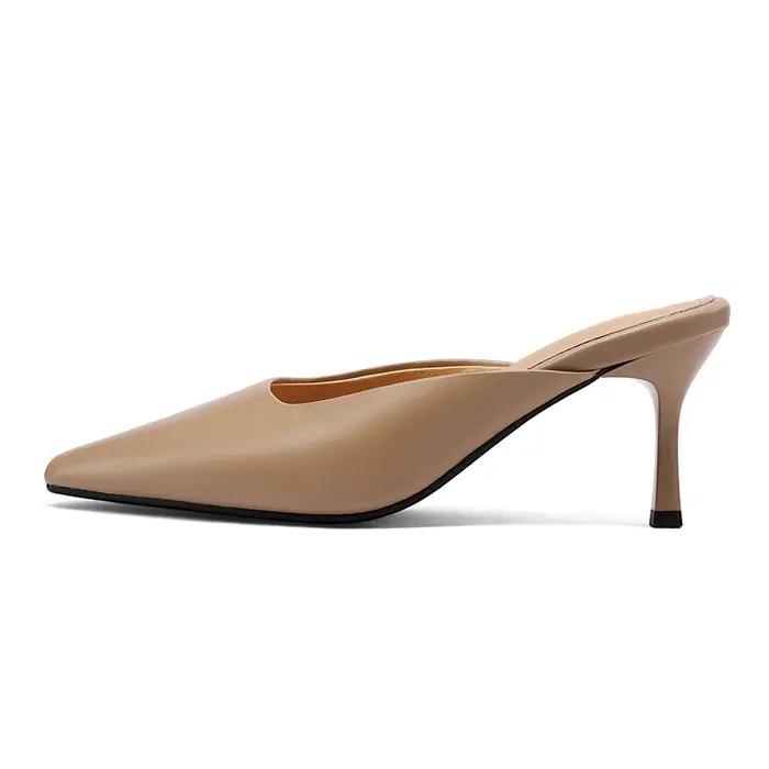 SmallHut 2026 – Nouveauté Été – Mules en Cuir Véritable pour Femme – Sexy, Noires, Abricot, Bordeaux