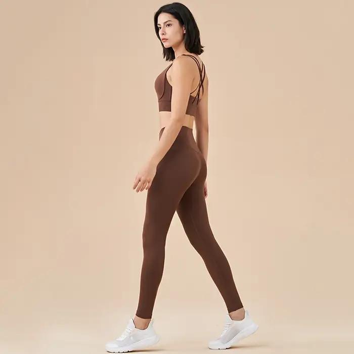 Leggings chauds nylon femmes hiver - Yoga taille invisible poche élastique doux sexy