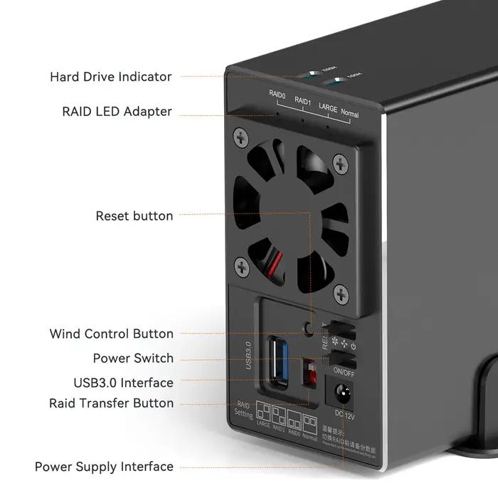 MAIWO-Station d'accueil pour disque dur SATA vers USB 3.0, 2 baies, pour boîtier de 3.5 pouces avec