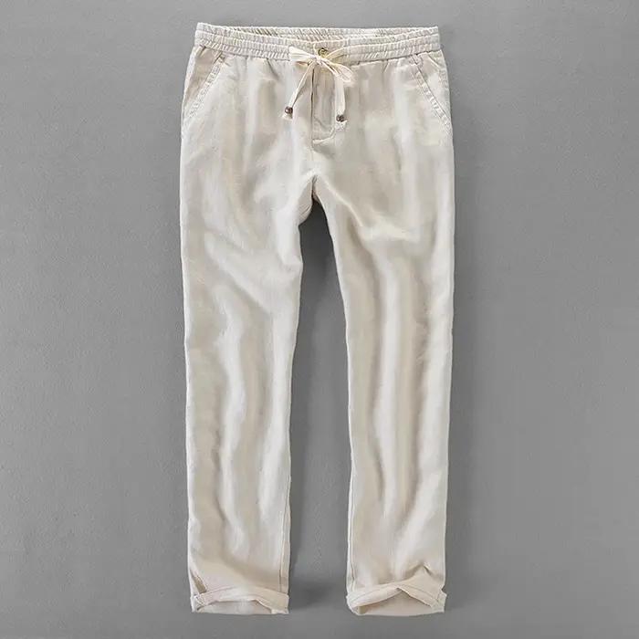 Pantalon large élastique en lin pour homme, style italien, décontracté, grande taille 40, nouvelle c