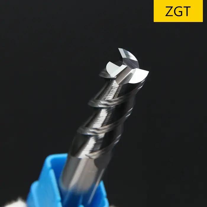 ZGT fraise en aluminium HRC50 3 cannelures aluminium cuivre coupe-bois outils de fraisage 3mm 4mm 6m