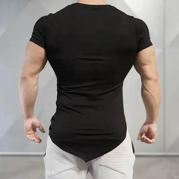 Tshirt musculation homme col en V coupe ajustée pour fitness et entraînement musculaire occasions sportives