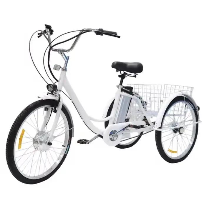 Vélo électrique à trois roues 36V 24 pouces vélo électrique pour femmes dames avec batterie amovible