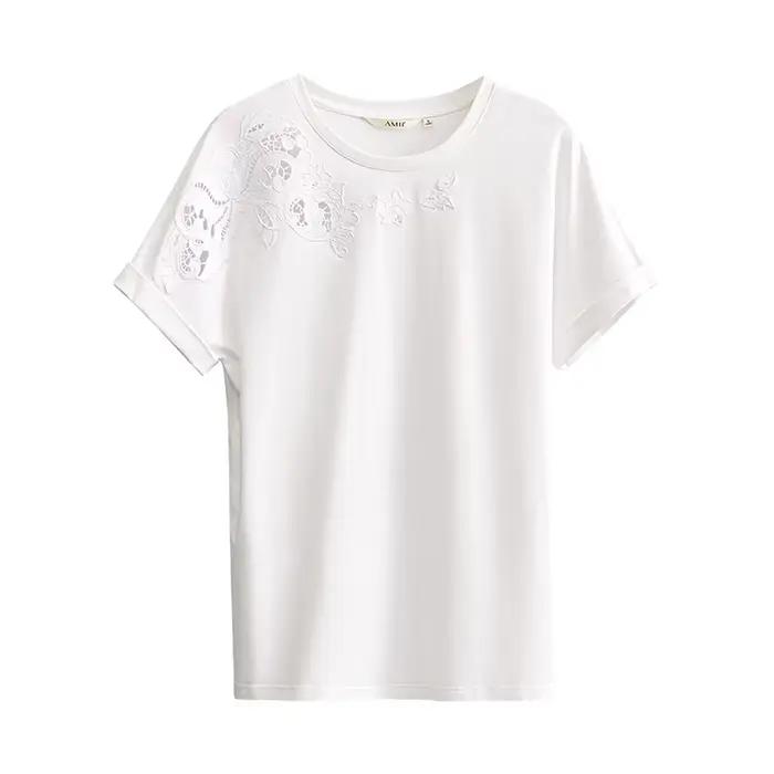 T-shirt Amii 2026 Nouvelle Collection Été Décontracté Ample Épaules Tombantes Manches Courtes Haut F