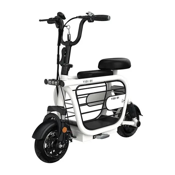 Mini vélo électrique rose pliable avec siège enfant et panier pour animal de compagnie scooter de mobilité à deux roues occasions spéciales pour adultes et enfants