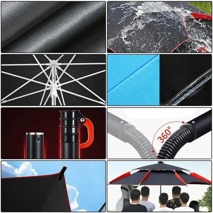 1.8-2.6M Parasol parapluie de pêche Double couche Protection solaire extérieure Camping parapluie im