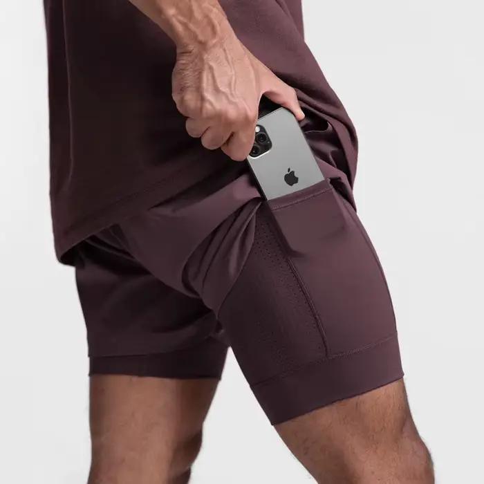 Short de sport respirant à double couche, 2 en 1, pour homme, tenue de gym, fitness, musculation, en
