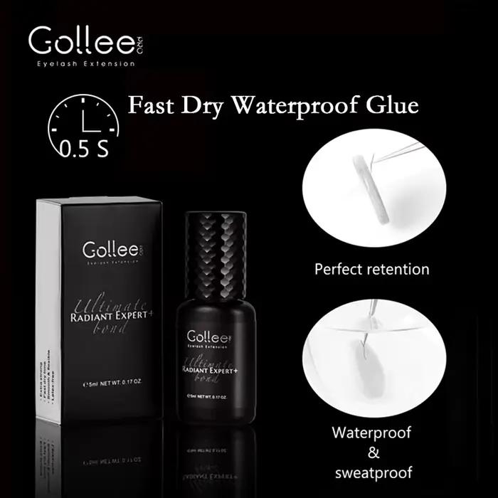 Colle à cils Gollee, séchage rapide 0,5s, colle pour extensions de cils pour artistes de salon, tenu