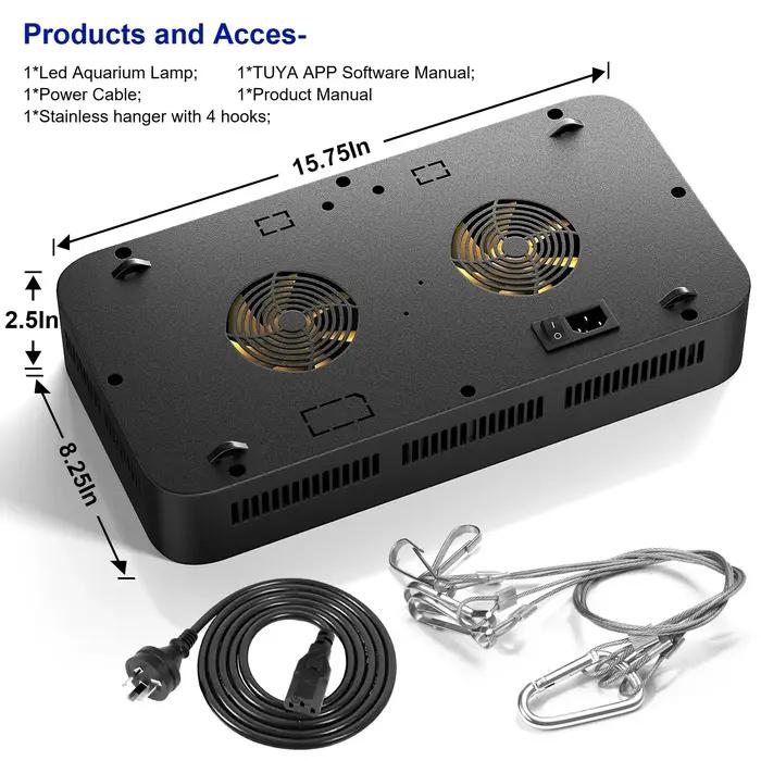 Lumière d'aquarium Led à intensité variable, contrôle WiFi, 165W, avec trois canaux, contrôle intell