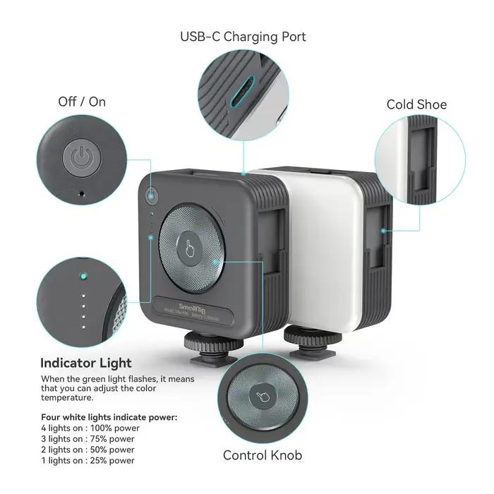 SmallRig P96 LED lumière vidéo Mini LED caméra lumières 2200 mAh 6500 k Zoom Photo vidéo éclairage p