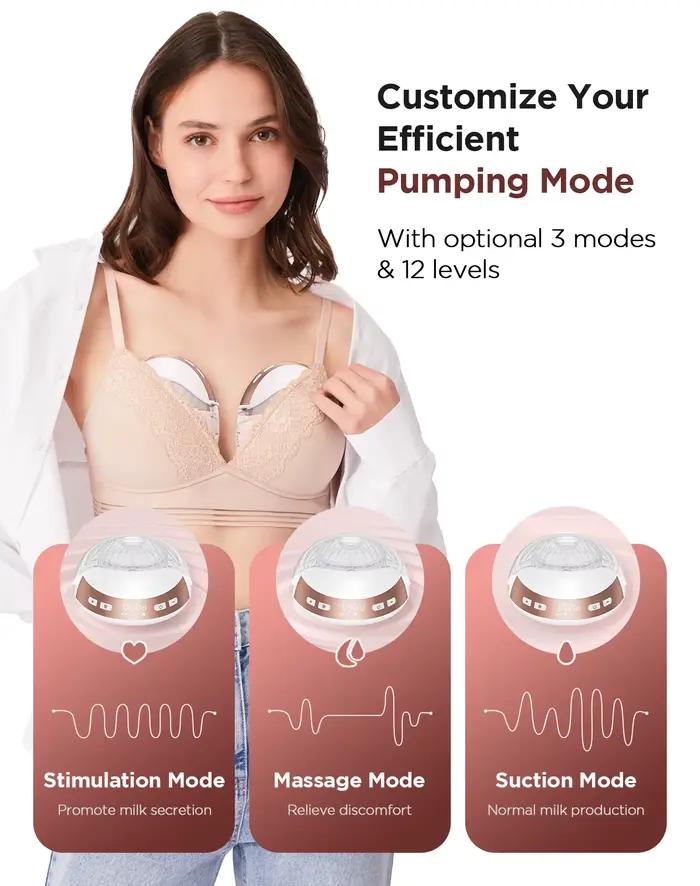 Tire-lait mains libres 3 modes et 12 niveaux tire-lait électrique, collecteur de lait indolore et sa