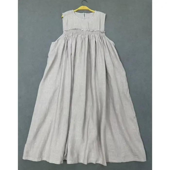 Johnature décontracté sans manches nouveau Style robe pour les femmes été décontracté ample Simple t