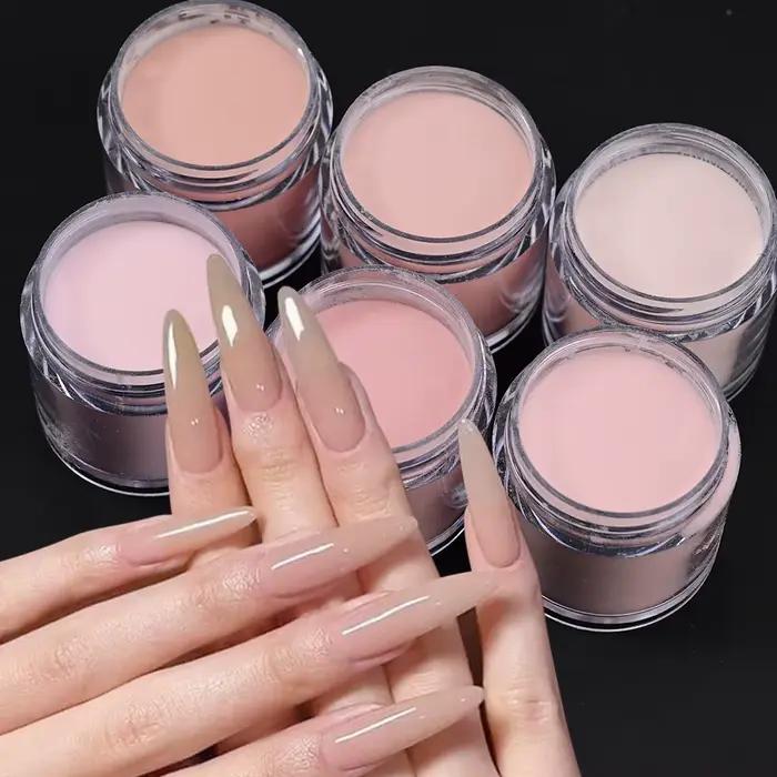 Filet de poudre acrylique pour Nail Art, 6 couleurs, chair/rose, 7g x 6 pots pour Extension d'ongles
