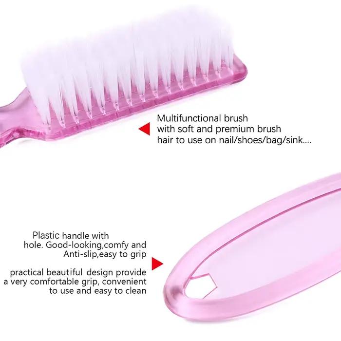 Brosse à ongles transparente, brosses de nettoyage, poignée en plastique, nettoyeur de brosse multif