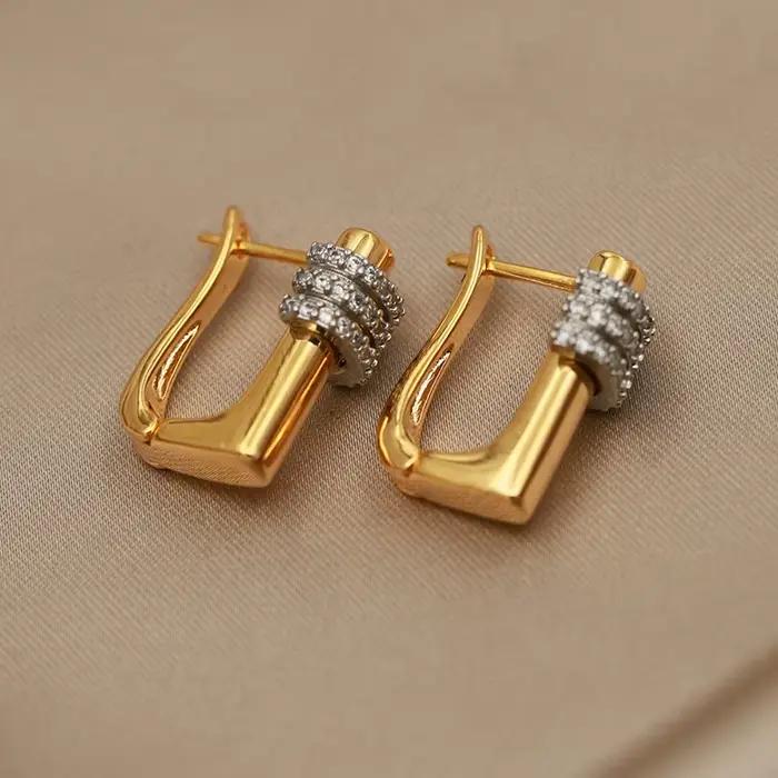 Boucles d'oreilles géométriques en cristal pour femmes, nouveau Design de vue, marque de mode, bijou