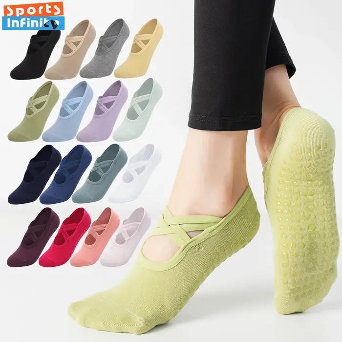 Chaussettes yoga femmes bretelles croisées dos nu - Antidérapantes professionnelles Pilates et ballet
