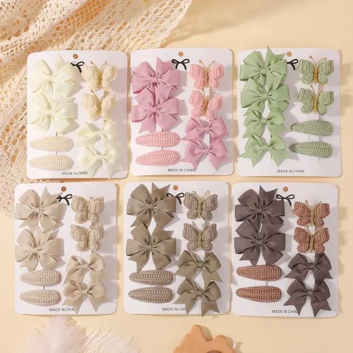 Pinces à cheveux papillon mignonnes faites à la main et ensemble de clips BB pour bébés filles, Barr
