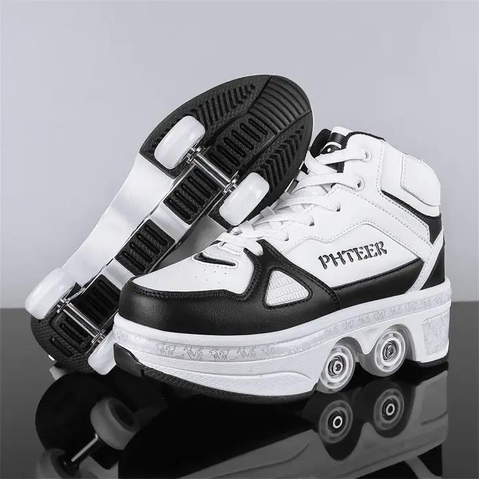 Chaussures de course pour garçons et filles, édition étudiante à quatre roues, chaussures de patinag
