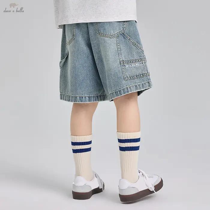 Shorts en jean à jambes larges pour garçons Dave Bella, 7-13 ans, jeans d'été, pantalon de cowboy po