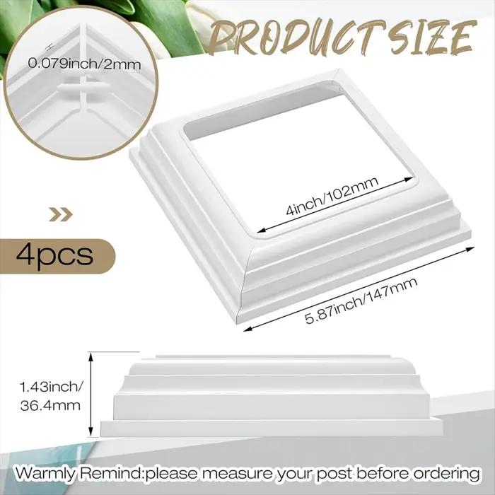 A04I 4x4 pouces jupe de poteau en vinyle-garniture de couverture de Base de poteau blanc pour poteau
