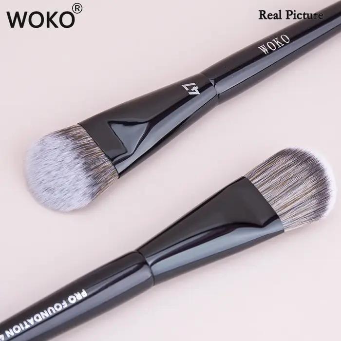 Pinceau de maquillage professionnel incliné, 47 pinceaux de fond de teint, ombre à barrage, liquide,