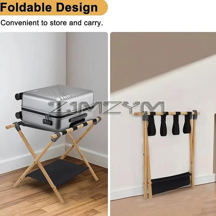 Porte-bagages pliant T1 avec étagère de rangement, support de valise, pour chambre d'amis, hôtel, ch
